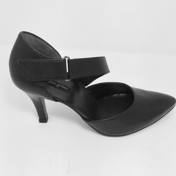 Paul Green Black Leather Heels Size 7, S7 - Picture 2 of 6